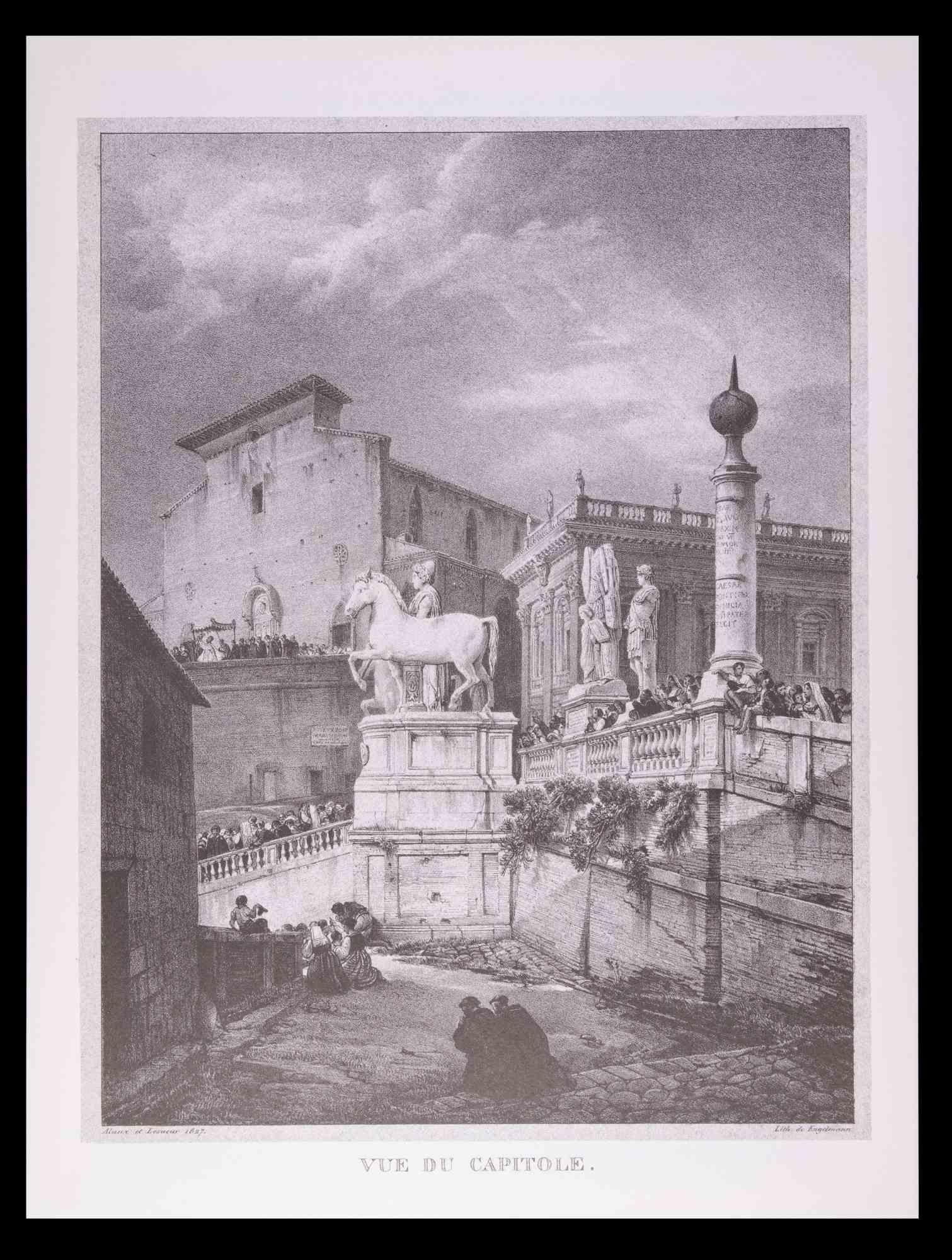 Roman Temples and Ruins - Offset After G. Engelmann - Late 20th Century - Print by Godefroy Engelmann