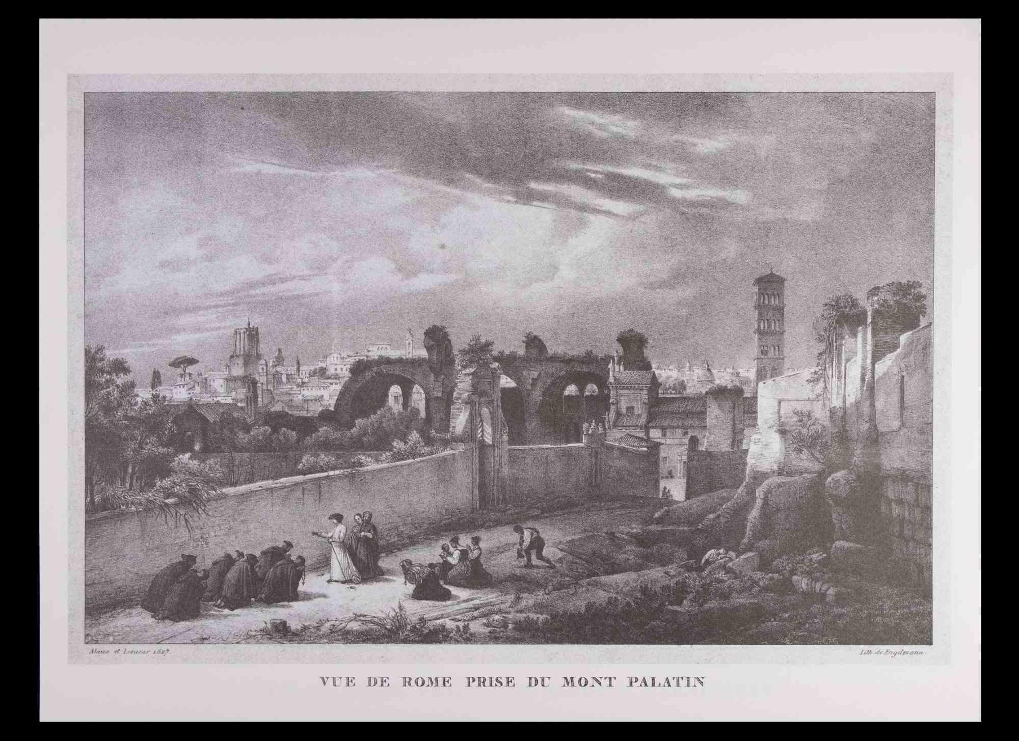 Temples et ruines romains - Offset d'après G. Engelmann - fin du 20e siècle - Moderne Print par Godefroy Engelmann