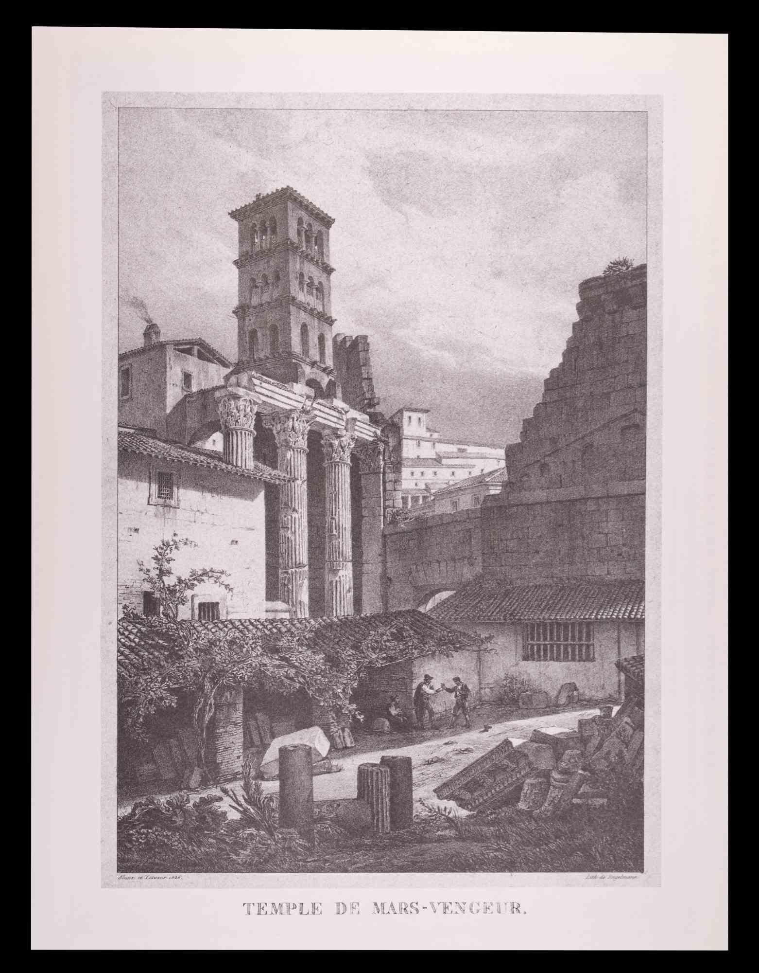 Roman Temples and Ruins - Offset After G. Engelmann - Late 20th Century For Sale 1