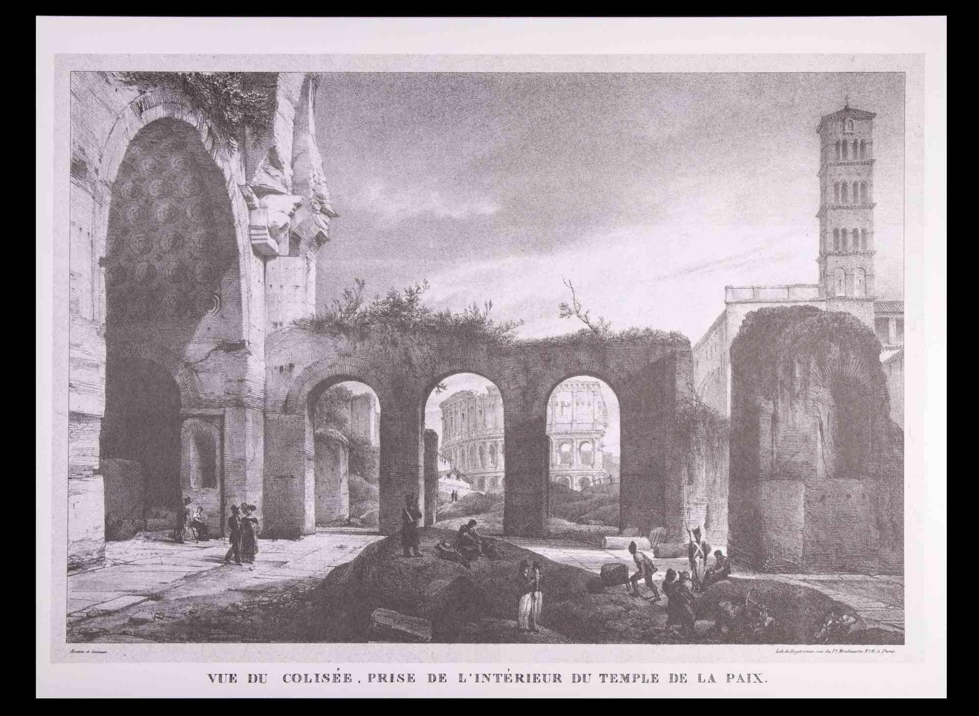 Roman Temples and Ruins - Offset After G. Engelmann - Late 20th Century For Sale 2
