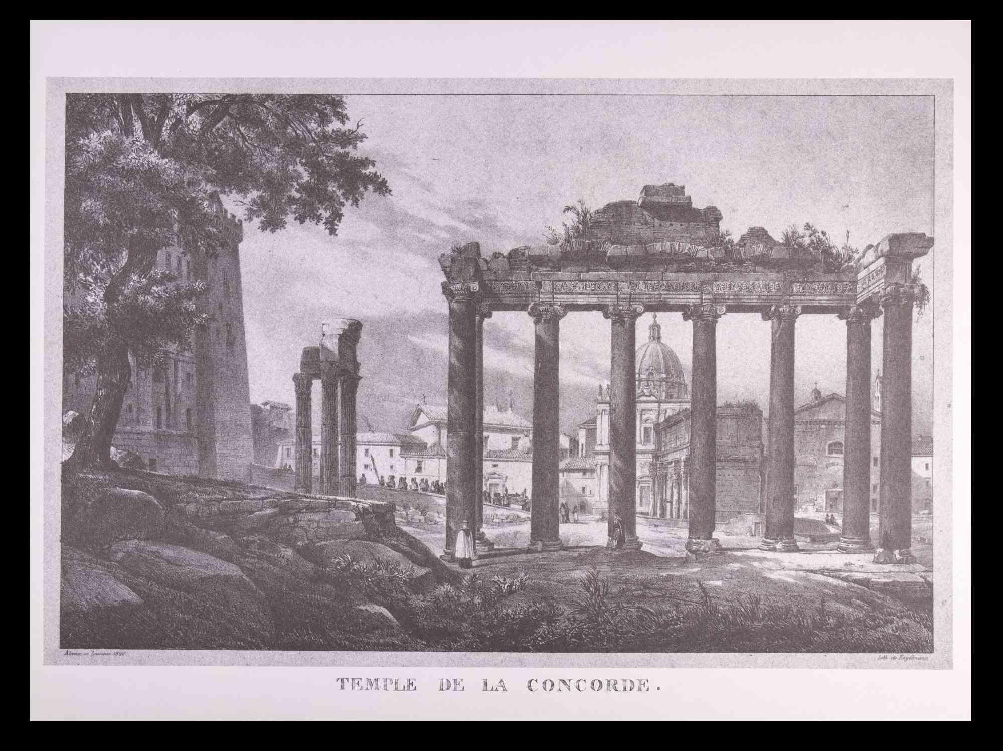 Godefroy Engelmann Landscape Print - Roman Temples and Ruins - Offset After G. Engelmann - Late 20th Century