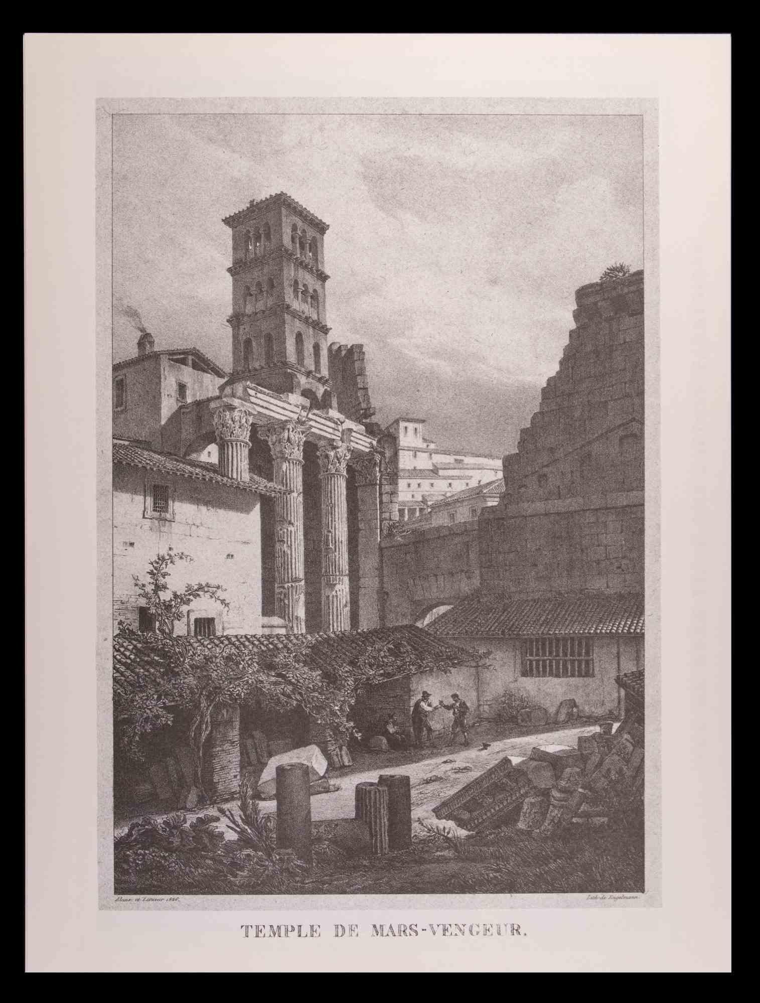 Roman Temples and Ruins - Original Etching After G. Engelmann- Late 20th Century - Modern Print by Godefroy Engelmann