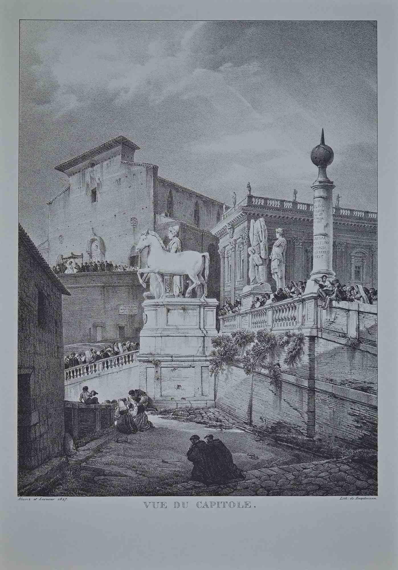 Roman Temples - Offset After G. Engelmann - Late 20th Century - Print by Godefroy Engelmann