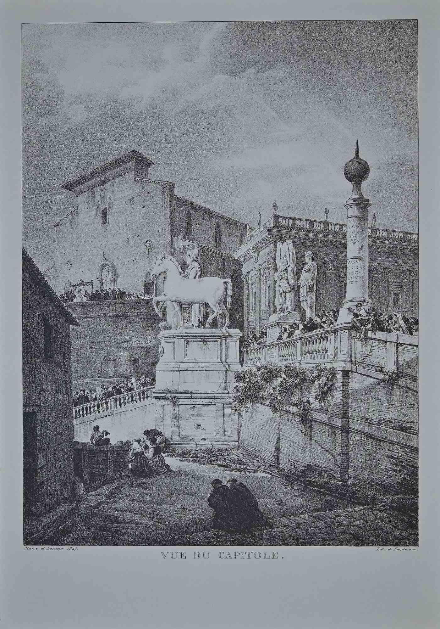 Römische Tempel – Offsetdrucke nach G. Engelmann – spätes 20. Jahrhundert – Print von Godefroy Engelmann