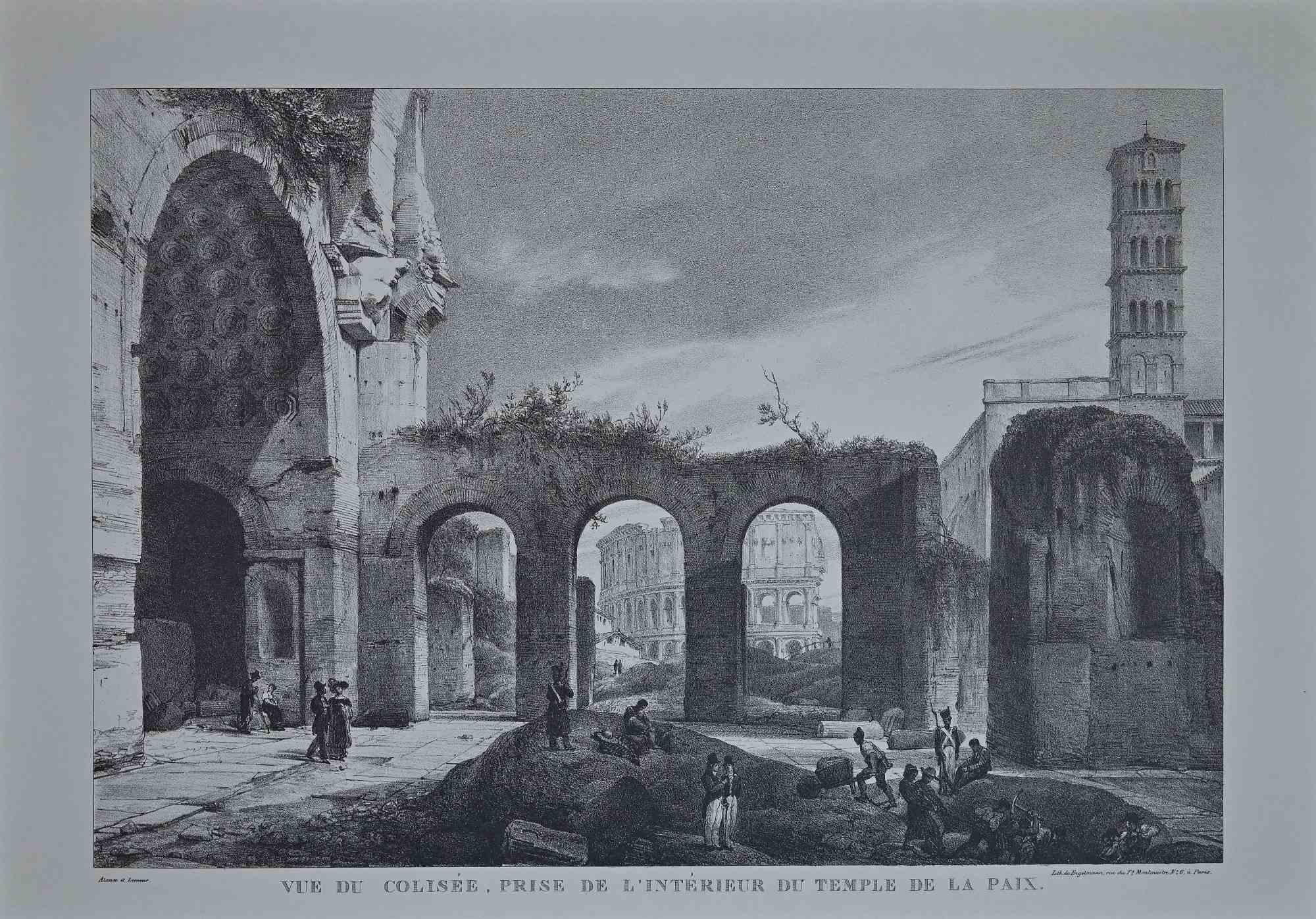 Godefroy Engelmann Figurative Print – Römische Tempel – Offsetdrucke nach G. Engelmann – spätes 20. Jahrhundert