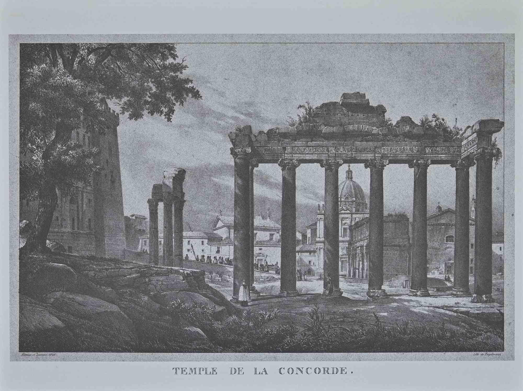 Roman Temples ist eine Serie von 6 Offsetdrucken auf Papier, die nach G. Engelmann (1788-1839) im späten 20. Jahrhundert entstanden.

Die Kunstwerke sind auf der Platte signiert. In sehr gutem Zustand.

Dieser Stapel von Kunstwerken enthält sechs