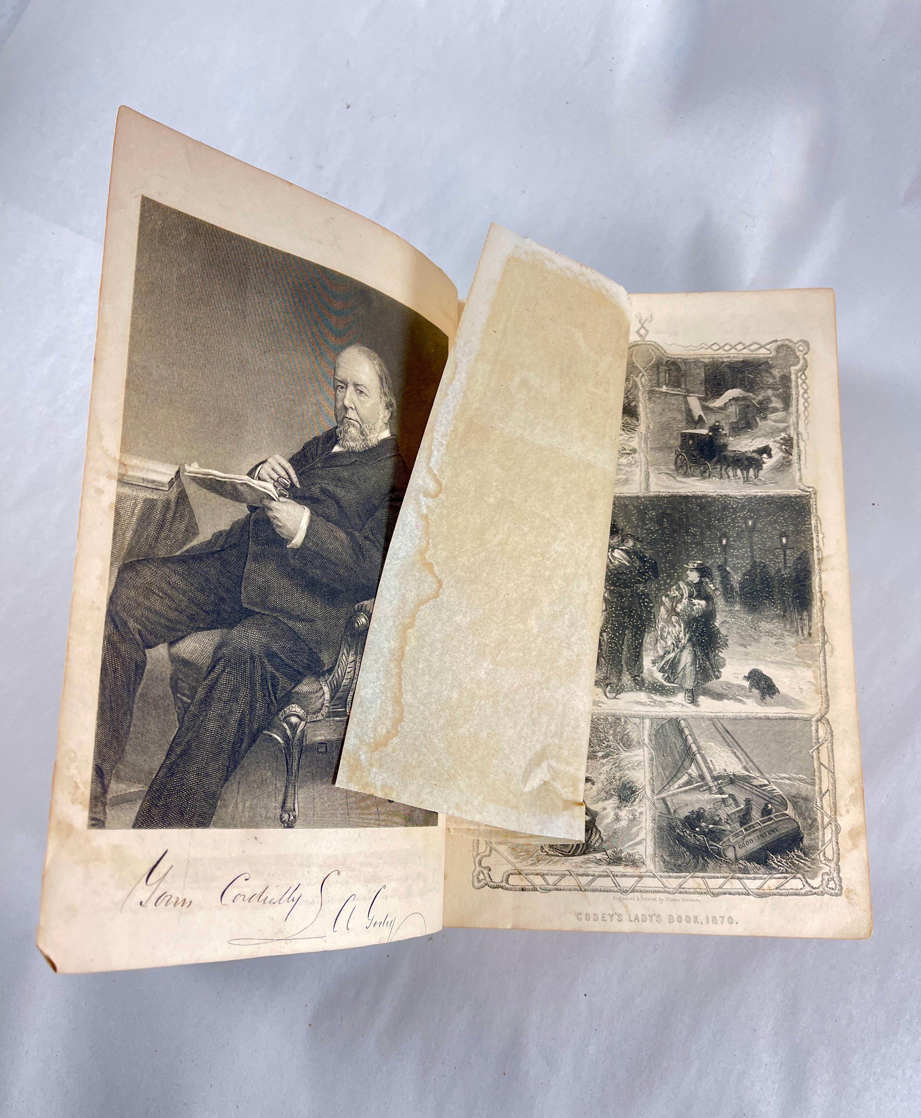 Godey's Lady's Book, Ledereinband, Band LXXX - Ausgabe 1870 (19. Jahrhundert) im Angebot