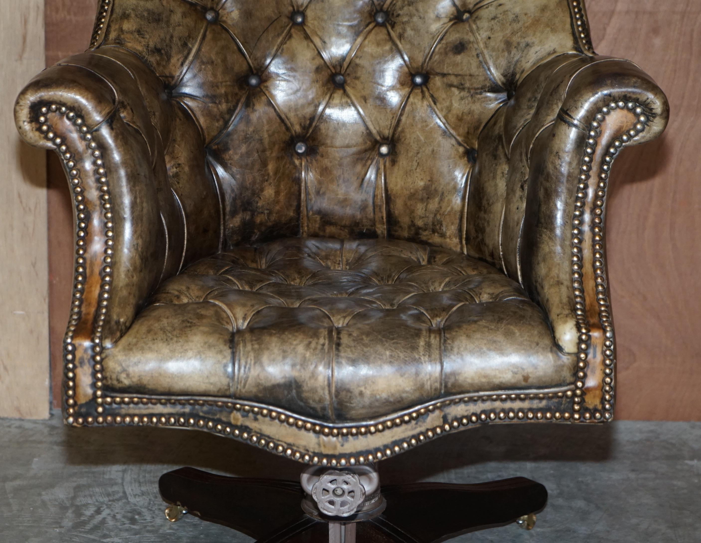 Godfather Hillcrest Cigar Brown Leather Chesterfield Directors Captains Chair 1