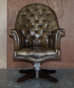 Godfather Hillcrest Cigar Brown Leather Chesterfield Directors Captains Chair