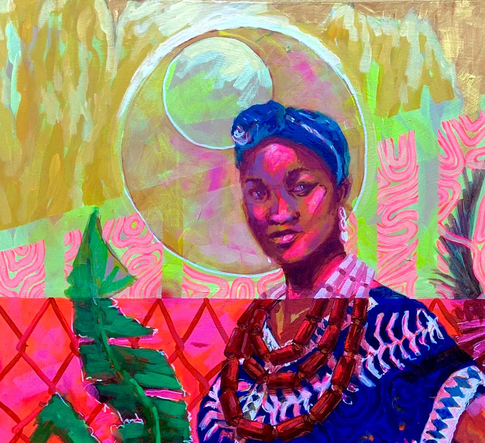 Adanna (Fusión Cultural) -Siglo XXI, Contemporáneo, Pintura Figurativa, Mujer - Painting de Godfrey Chukwuebuka 