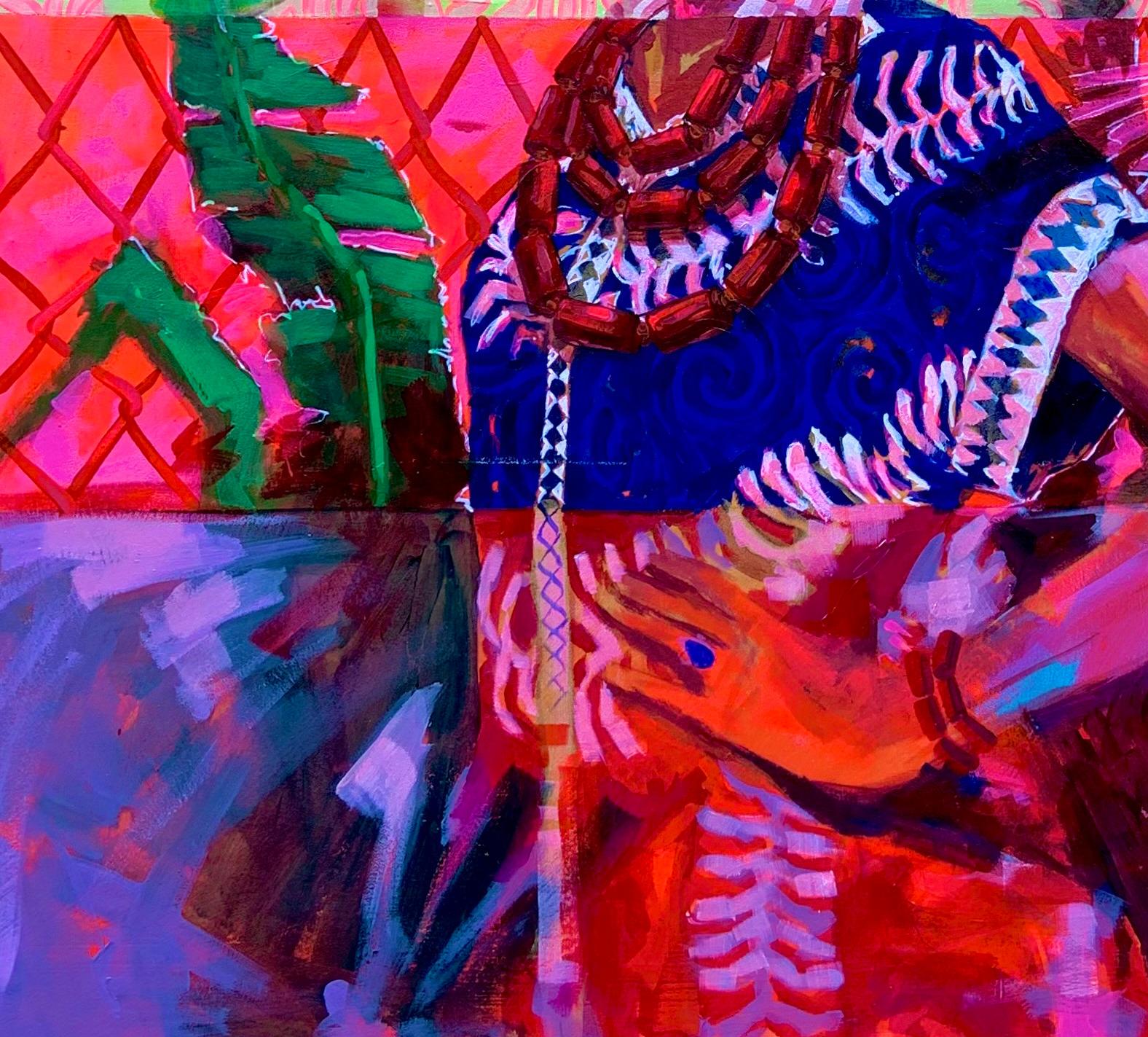 Adanna (Fusión Cultural) -Siglo XXI, Contemporáneo, Pintura Figurativa, Mujer - Portrait Painting Rosa de Godfrey Chukwuebuka 