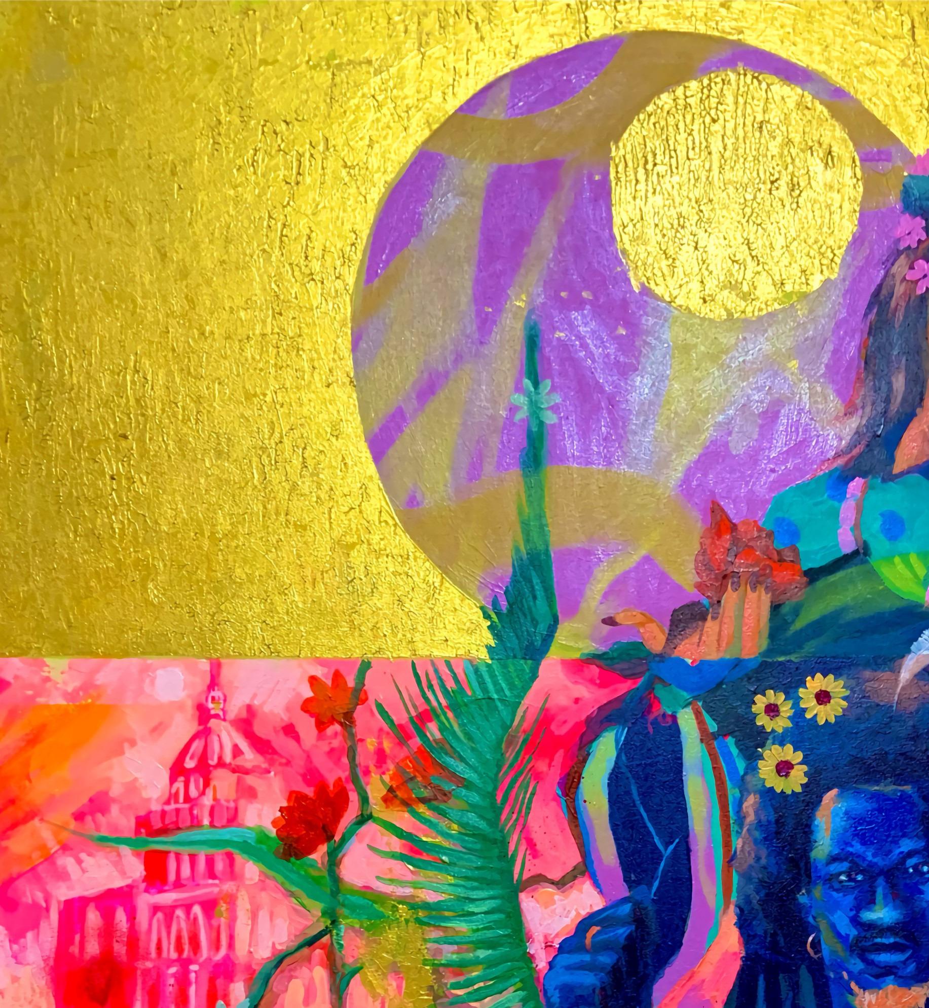 Fusione culturale -21° secolo, Contemporaneo, Pittura figurativa, Arte femminile - Painting di Godfrey Chukwuebuka 