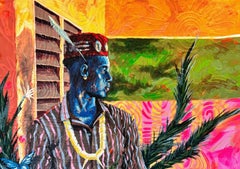 Nigerian Prince 1 -21st Century, Contemporary, Figurative Painting, Men, Texture