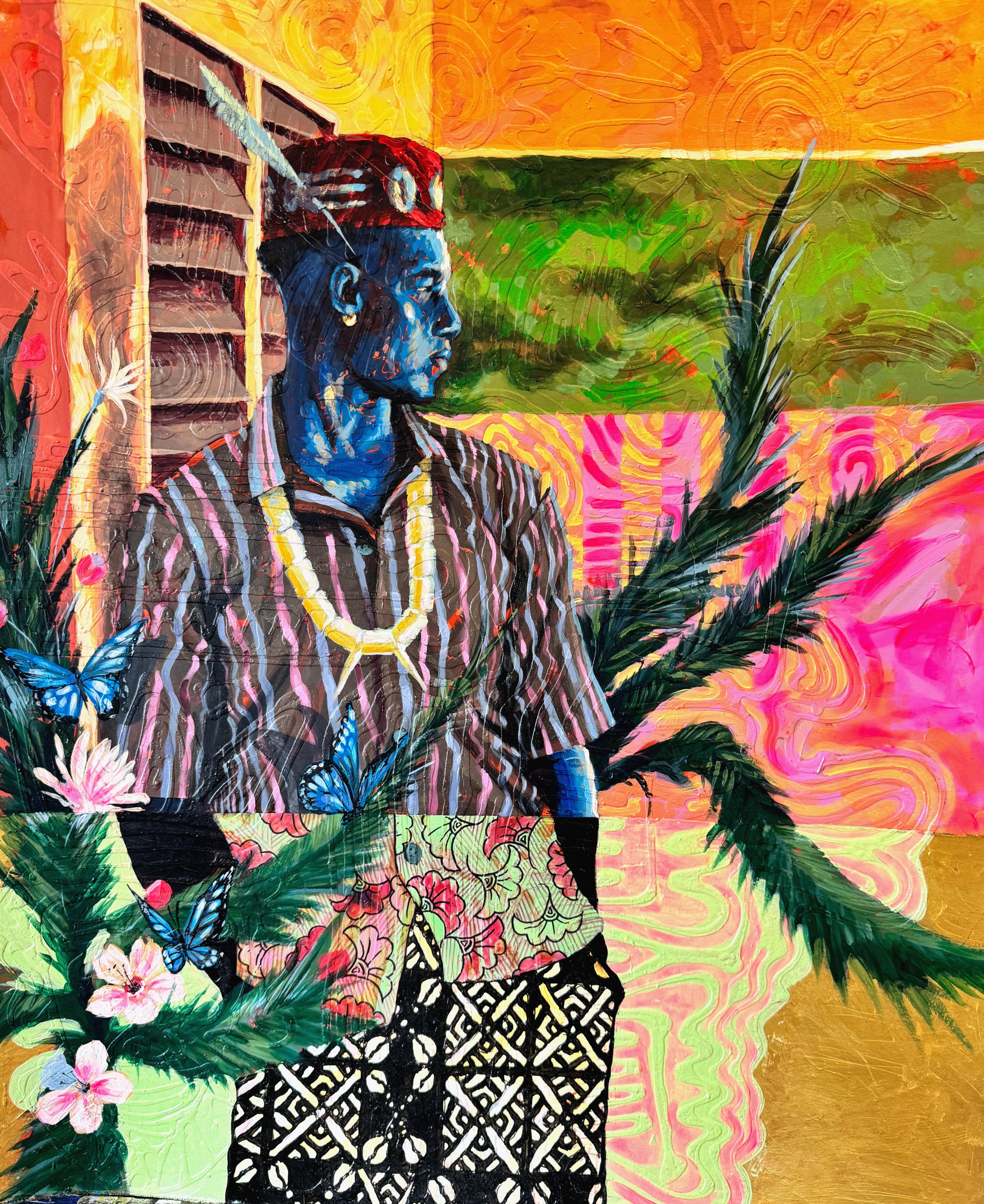 Nigerian Prince 1 -21st Century, Contemporary, Figurative Painting, Men, Texture