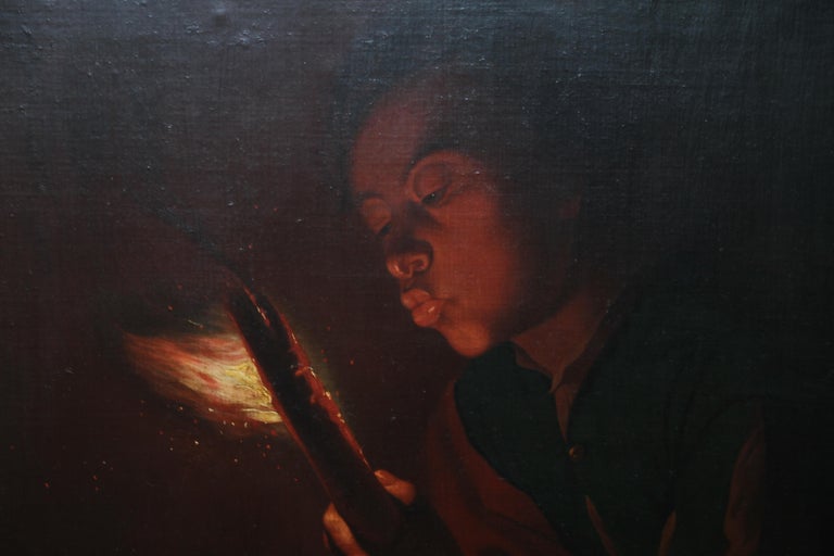 Godfried Schalcken (circle) Boy Blowing a Candle Old Master Dutch