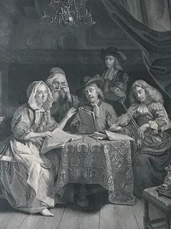Godfried Schalcken "the Family Concert" 18th Century Engraving by Georg Wille