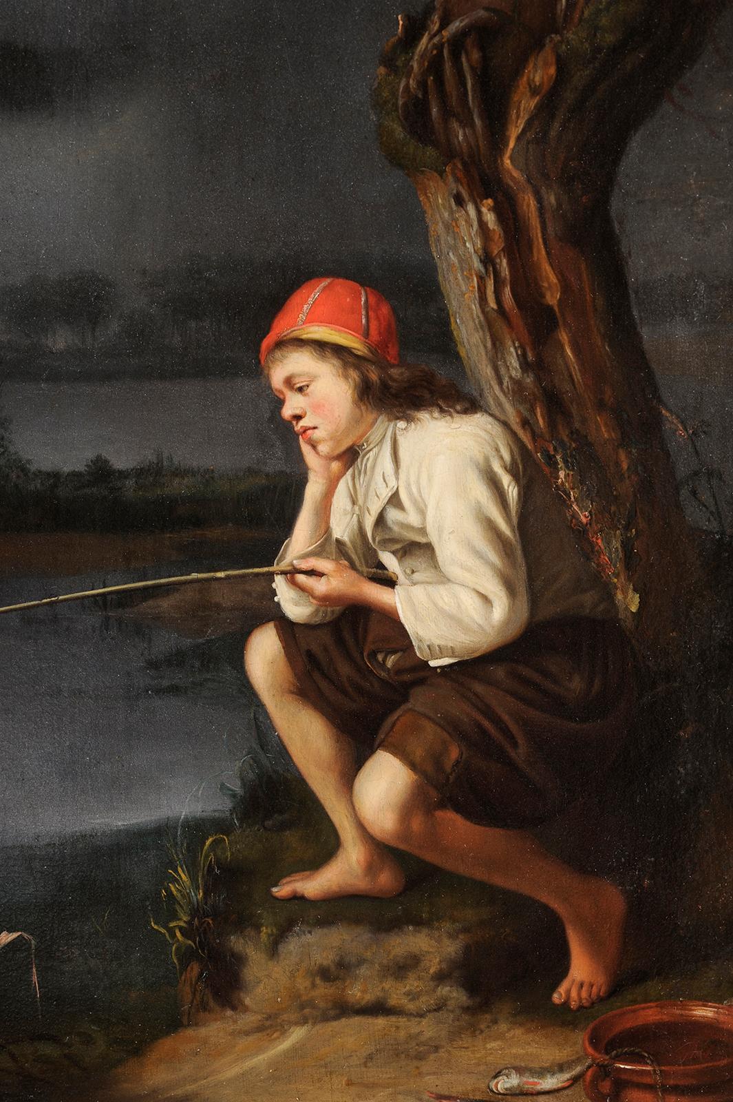 Porträt eines jungen Fischers in einer Landschaft (Niederländische Schule), Painting, von Godfried Schalken