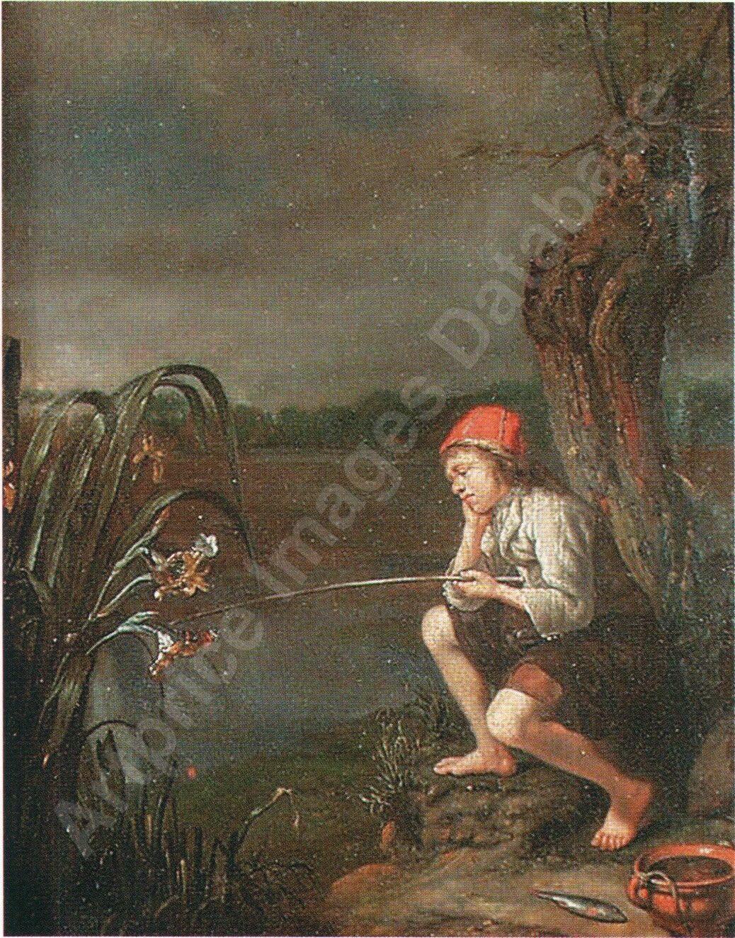 Porträt eines jungen Fischers in einer Landschaft im Angebot 3
