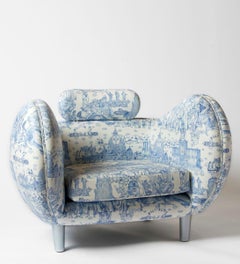 Godia Toile De Jouy by Andrea Grossi for Delvis Unlimited Print White Leather