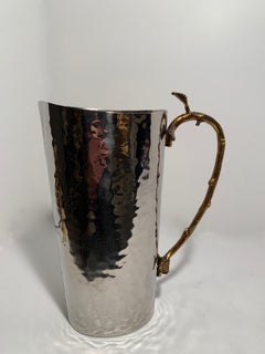 Godinger Hammered Pitcher with Brass Leaf and Twig Handle