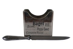 Godinger Neiman Marcus Silver Plate Bagel Bread Buffet Slicer & Knife