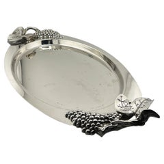 Godinger Silverplate Grape & Vine Oval Serving Tray, Hollywood Regency
