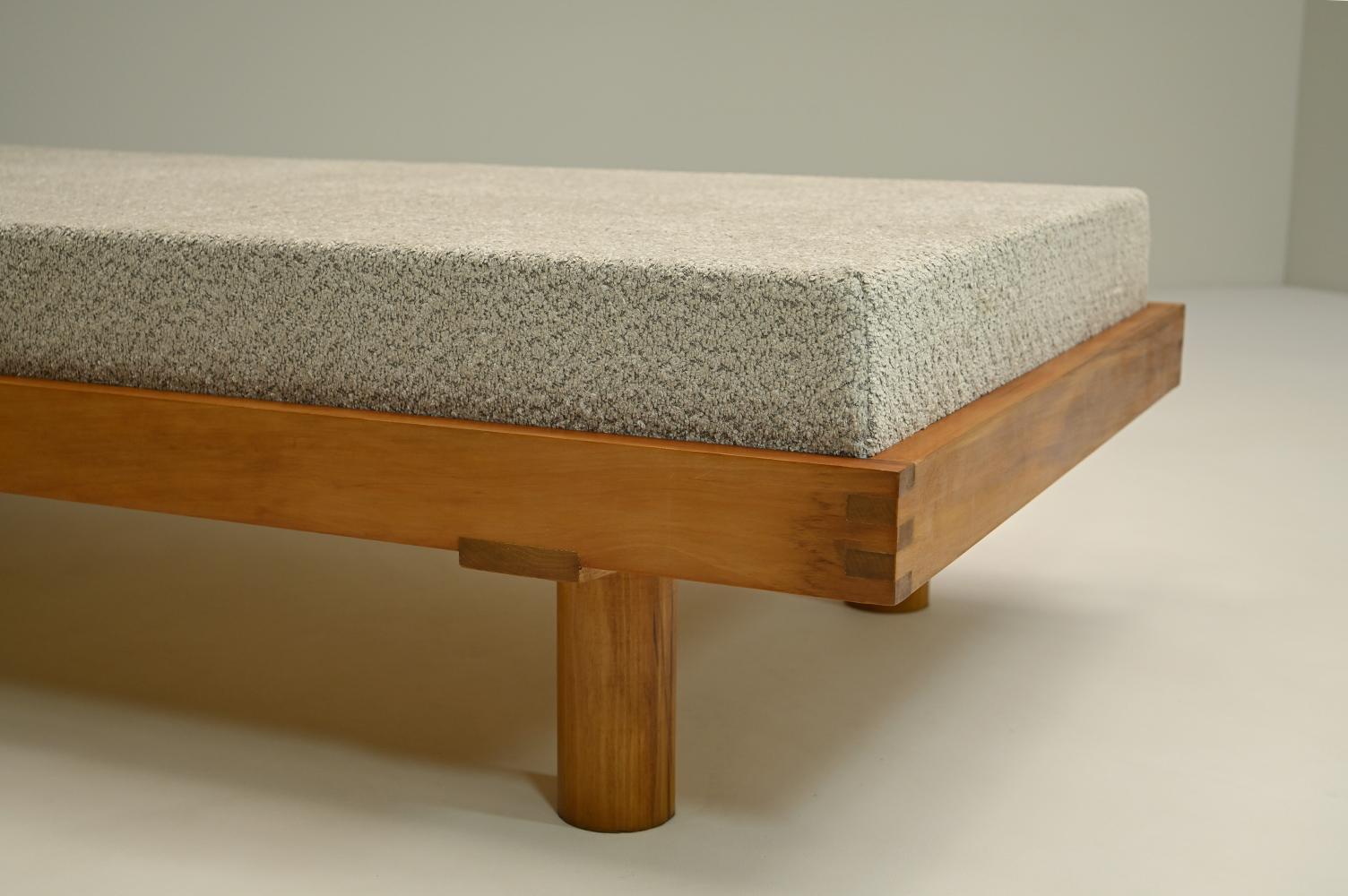 Bouclé “Godot” daybed attributed to Pierre Chapo, 1950s France. For Sale