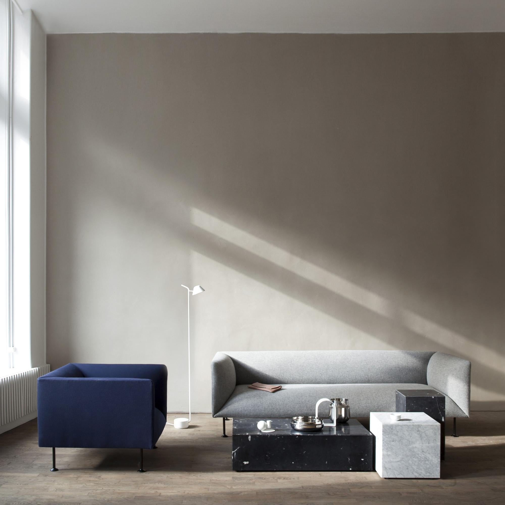 Scandinavian Modern Godot Sofa, 1-Seat in Dark Grey Fabric ‘Kvadrat's 