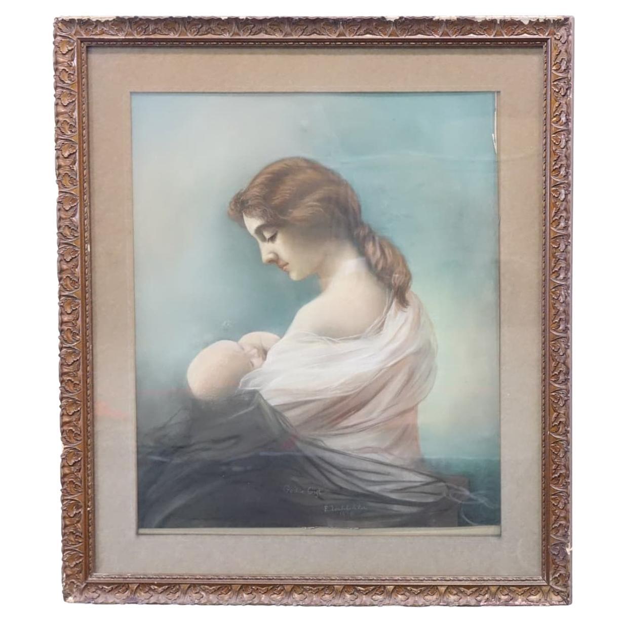 Aquarelle « God's Gift » signée par E. Lochlilar 1915 en vente