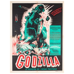 "Godzilla" Affiche originale de film français:: A. Poucel:: R1954 Rare Vintage