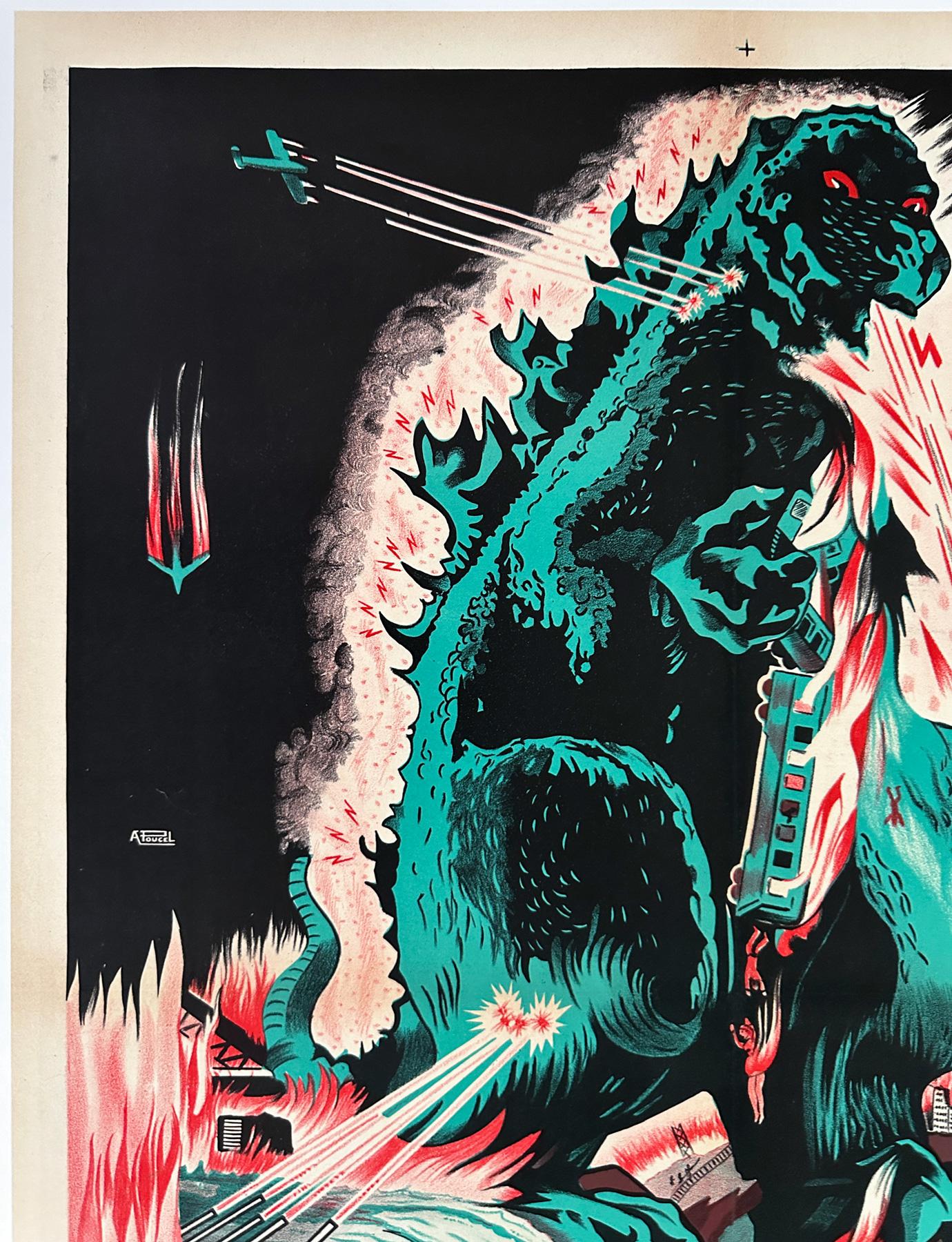 Godzilla R1954 Original French Moyenne Film Movie Poster, A. Poucel In Excellent Condition For Sale In Bath, Somerset