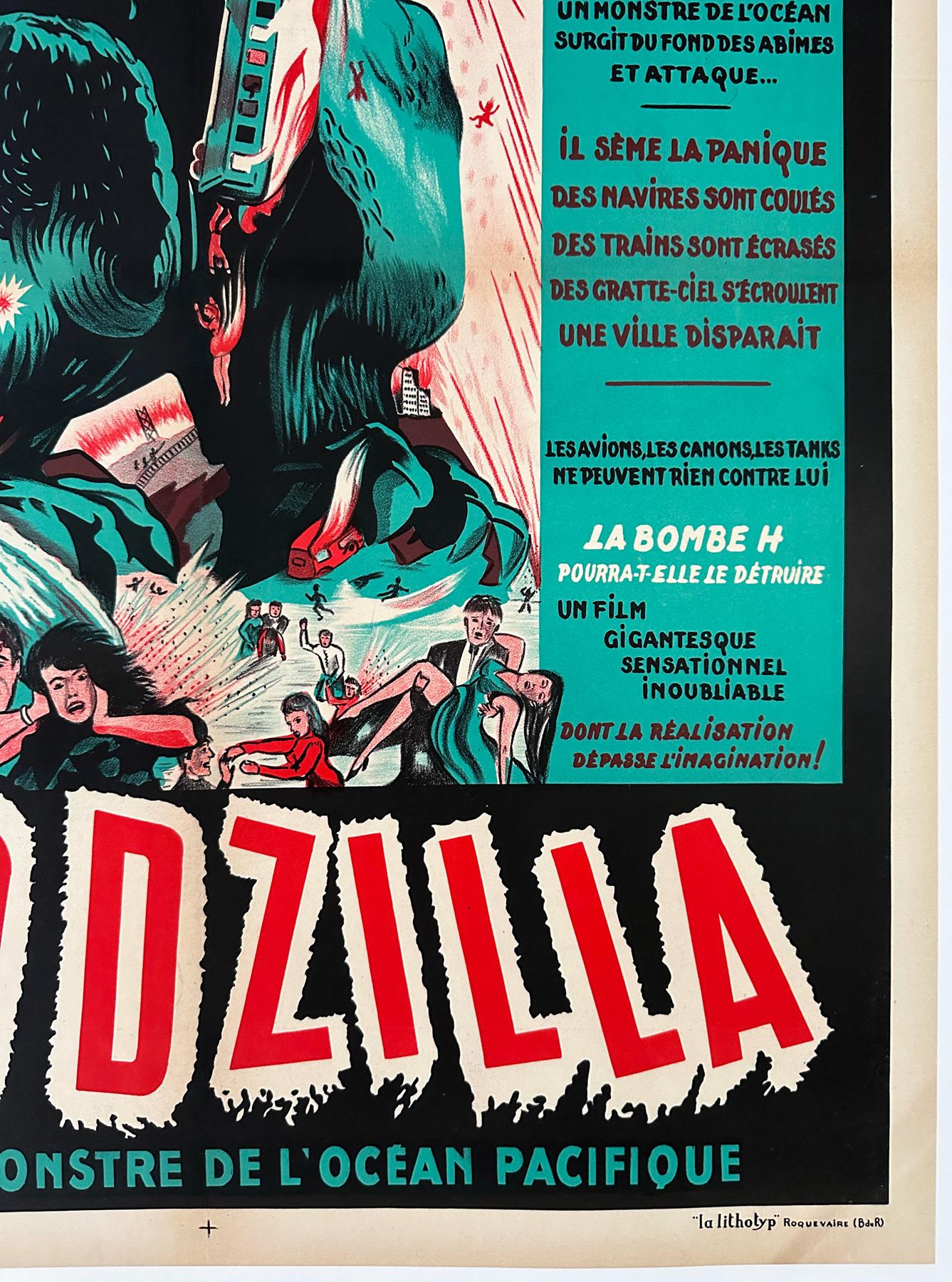 Godzilla R1954 Original French Moyenne Film Movie Poster, A. Poucel For Sale 1