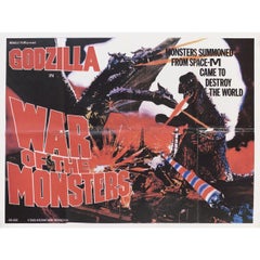 Retro Godzilla Vs. Gigan 1972 British Quad Film Poster
