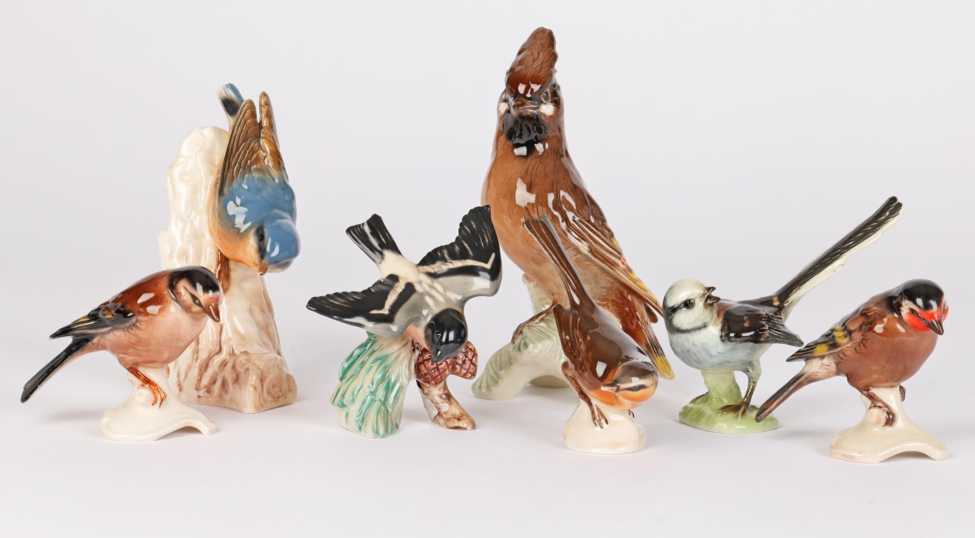 Mid-20th Century Goebel Collection Seven Porcelain Garden Bird Figures