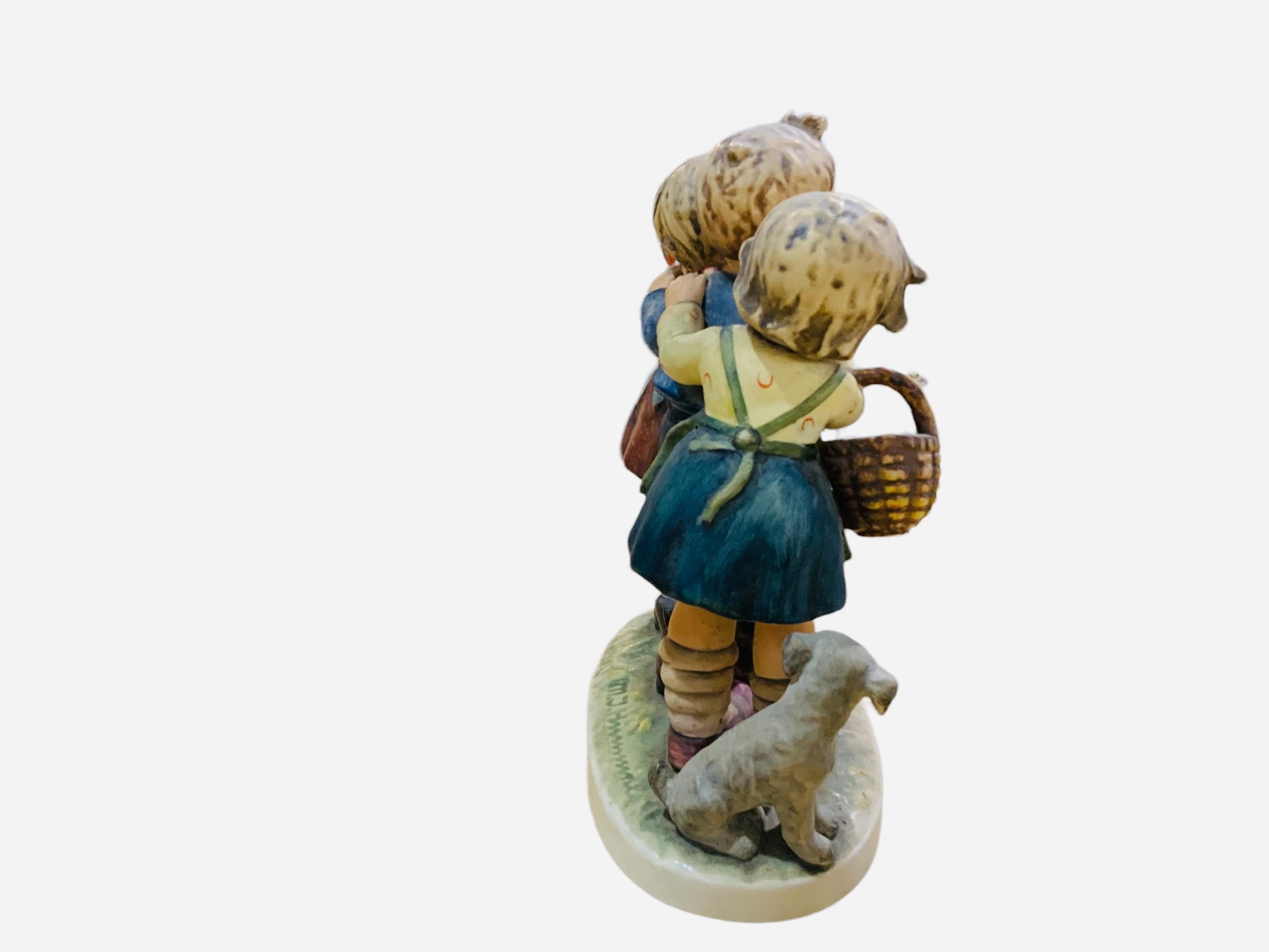 Romantic Goebel Company Hummel Porcelain Group Figurines “Follow The Leader” For Sale