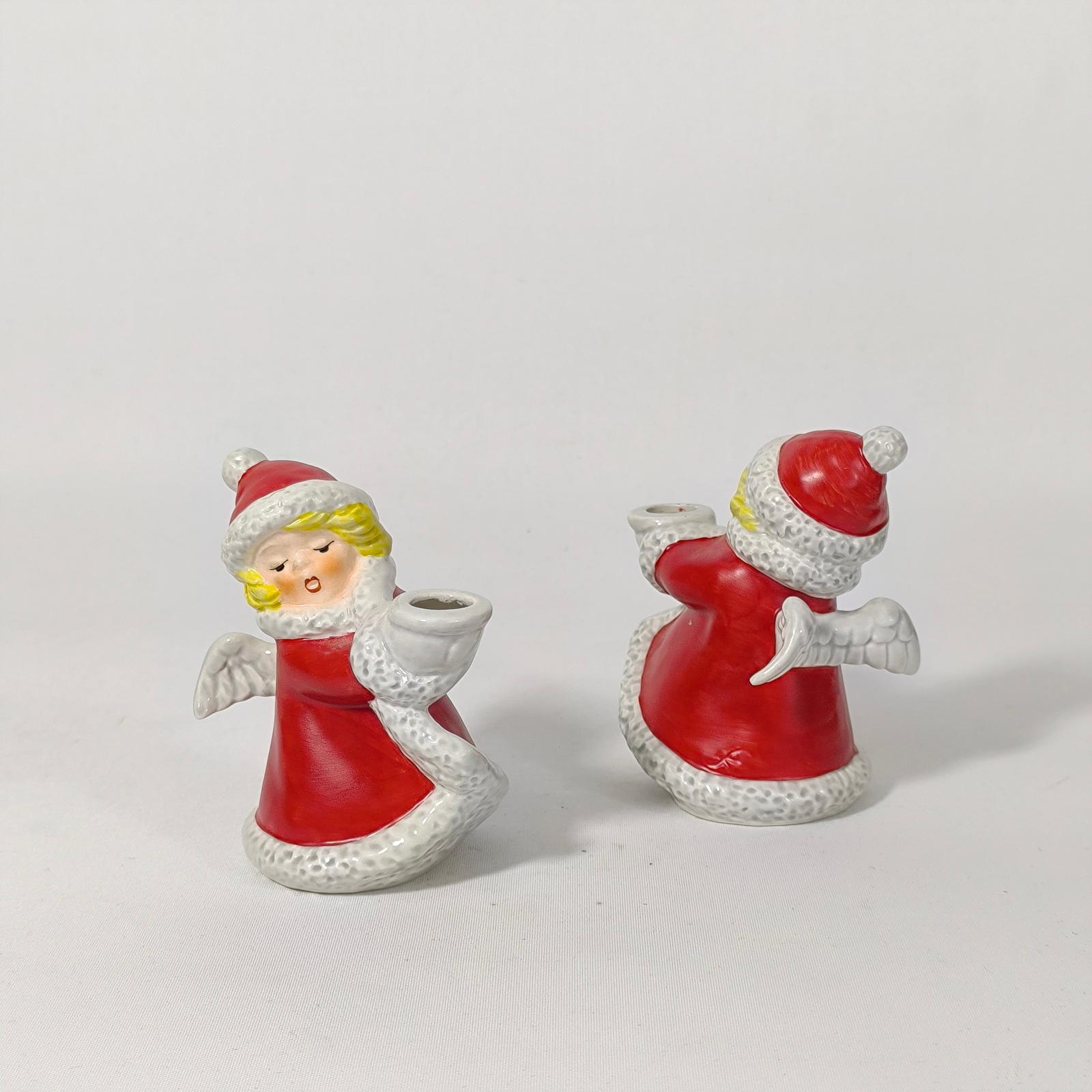 20ième siècle Goebel, paire de chandeliers vintage en porcelaine Angel, ornements de Noël et de Noël en vente