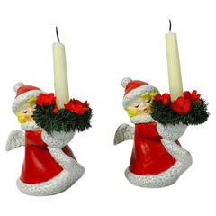Goebel Pair of Vintage Angel Porcelain Candlesticks Christmas Holiday Ornaments