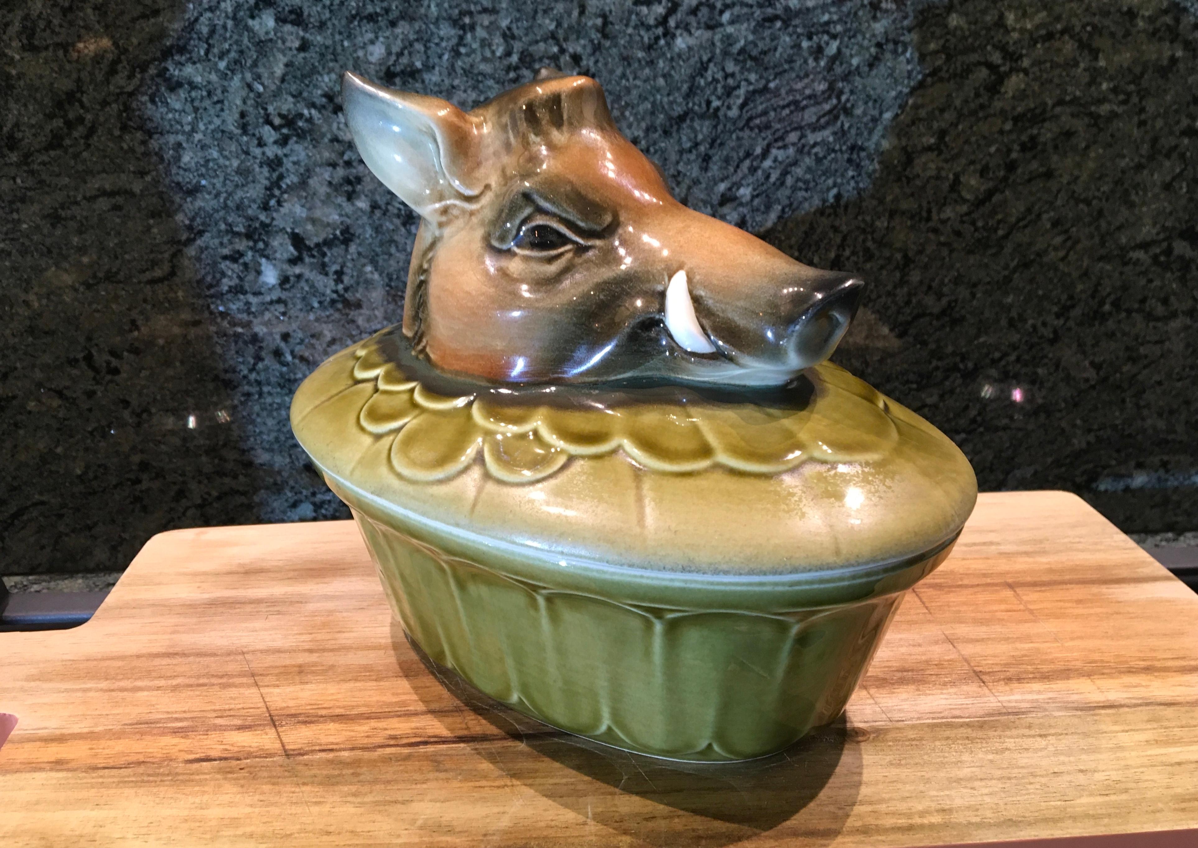 20th Century Goebel Pate Terrine Wild Boar, Ceramic, 1980s  For Sale