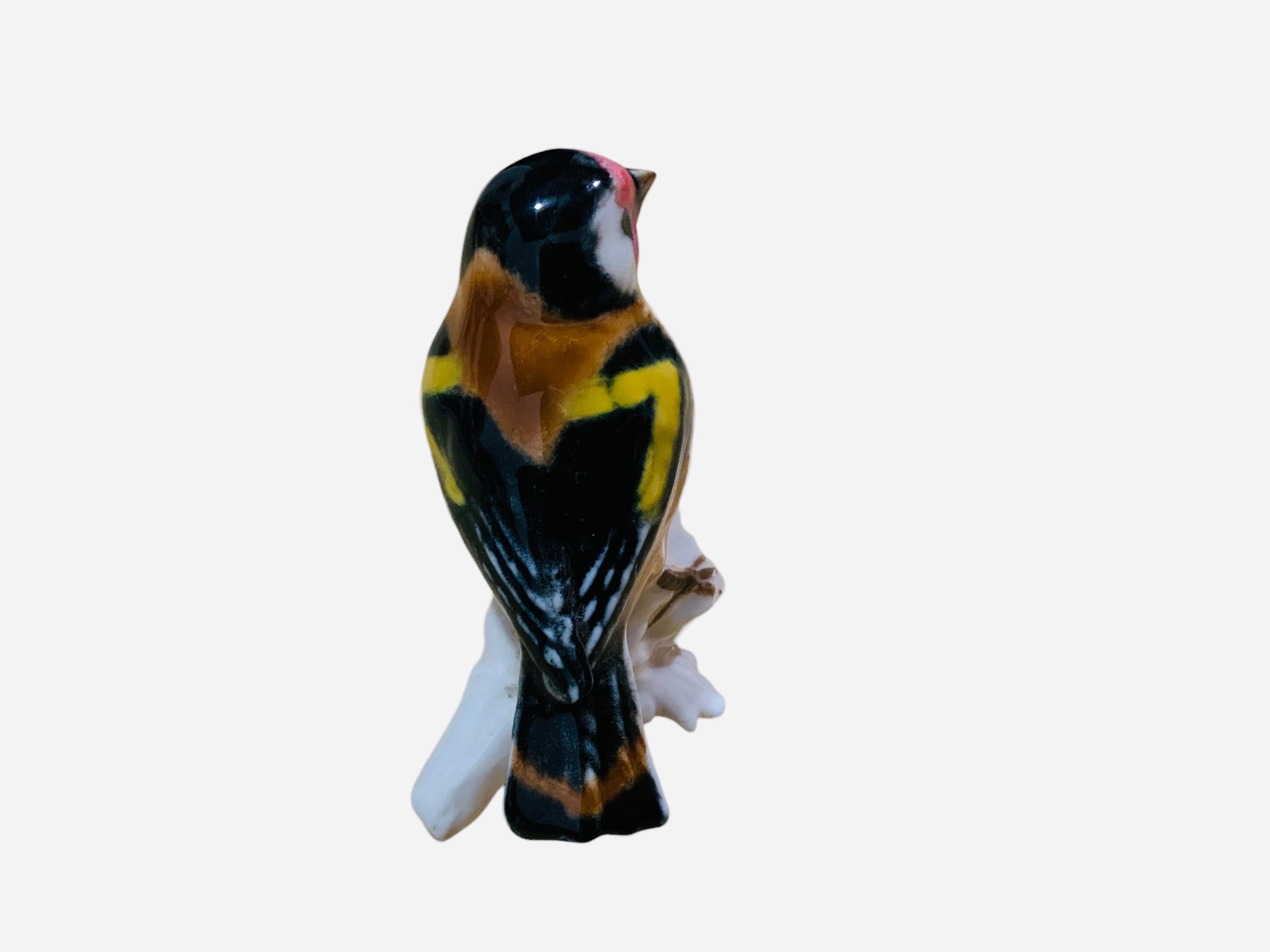German Goebel Porcelain Hand Painted Bird Figurine of a European Goldfinch