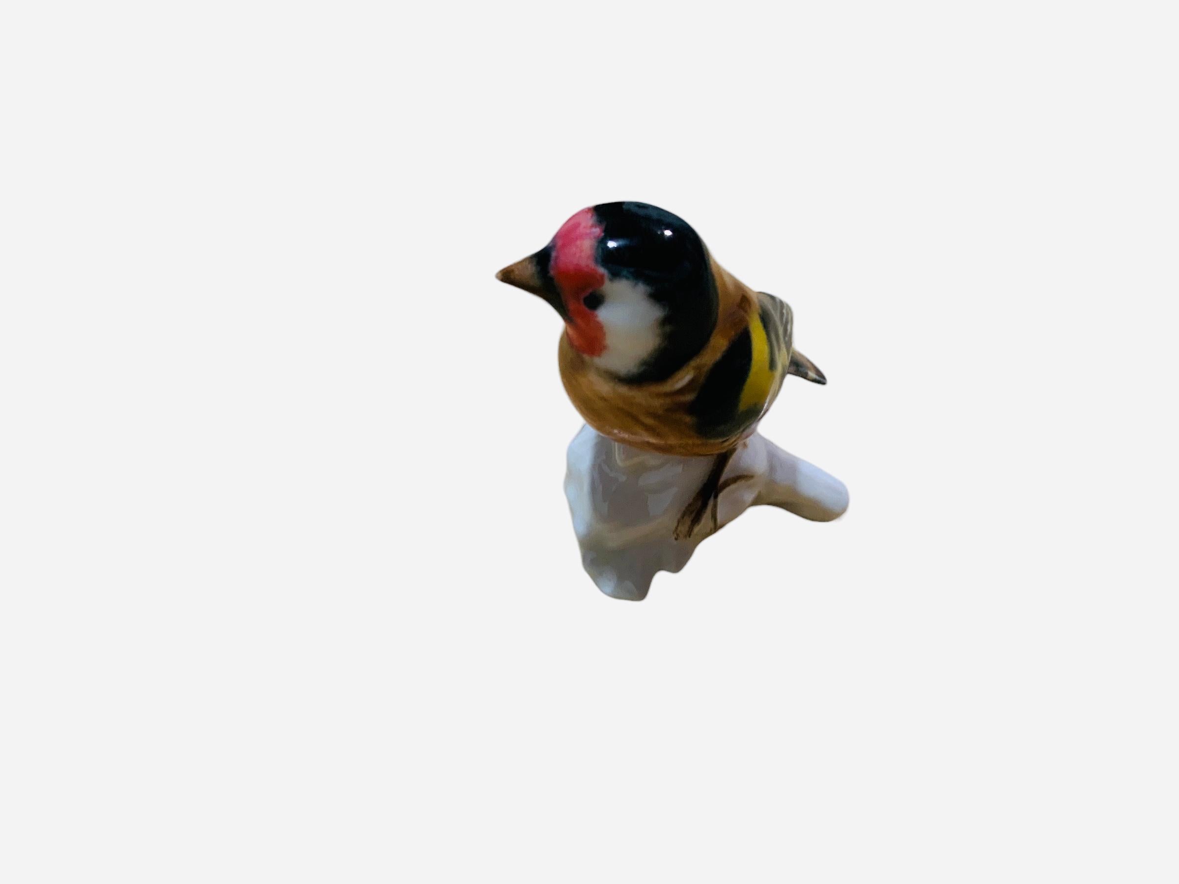 20th Century Goebel Porcelain Hand Painted Bird Figurine of a European Goldfinch