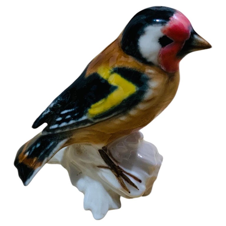 Goebel Porcelain Hand Painted Bird Figurine of a European Goldfinch For
