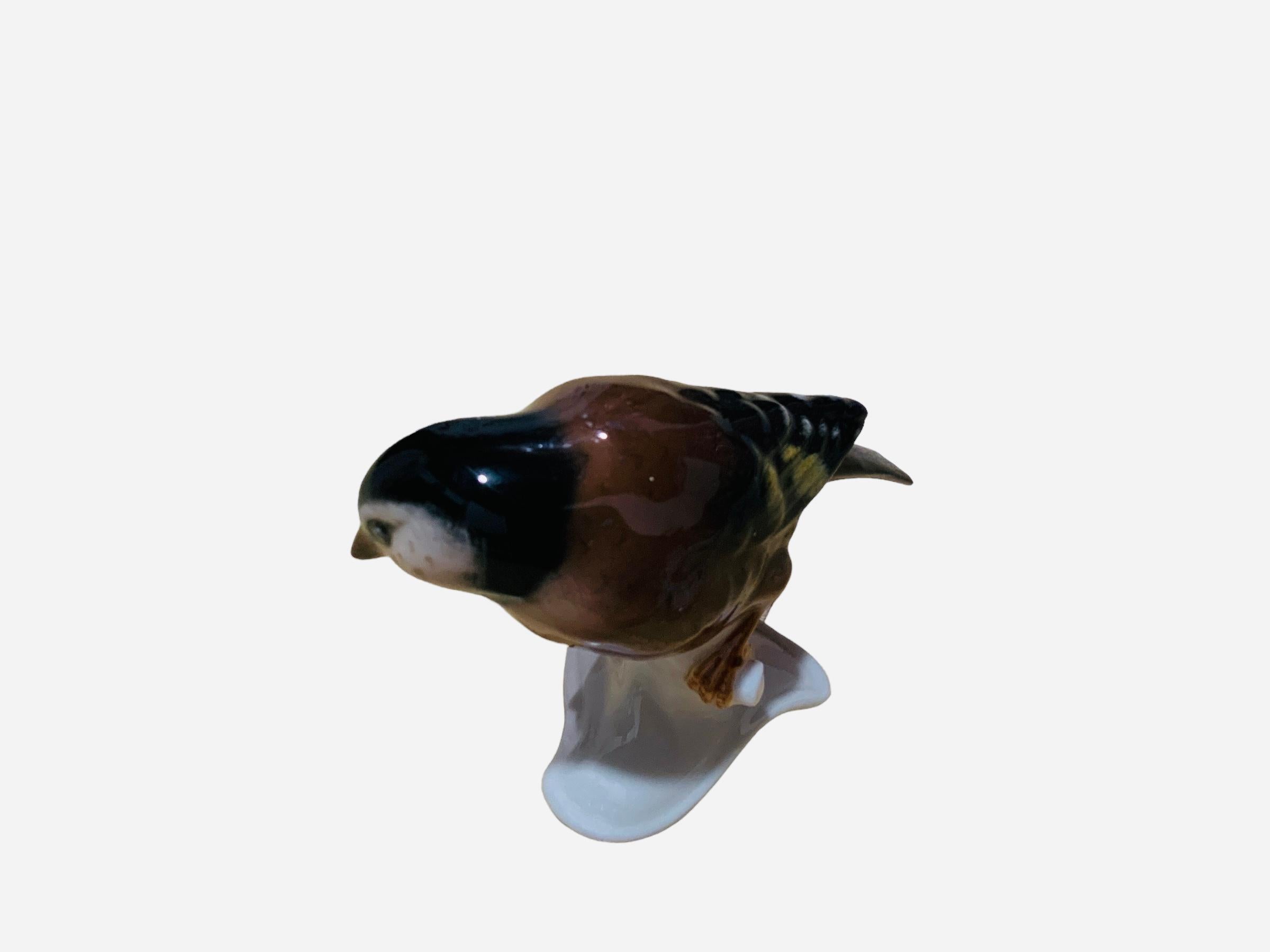 Art Nouveau Goebel Porcelain Hand Painted Bird Figurine of a Goldfinch For Sale