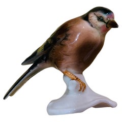 Vintage Goebel Porcelain Hand Painted Bird Figurine of a Goldfinch