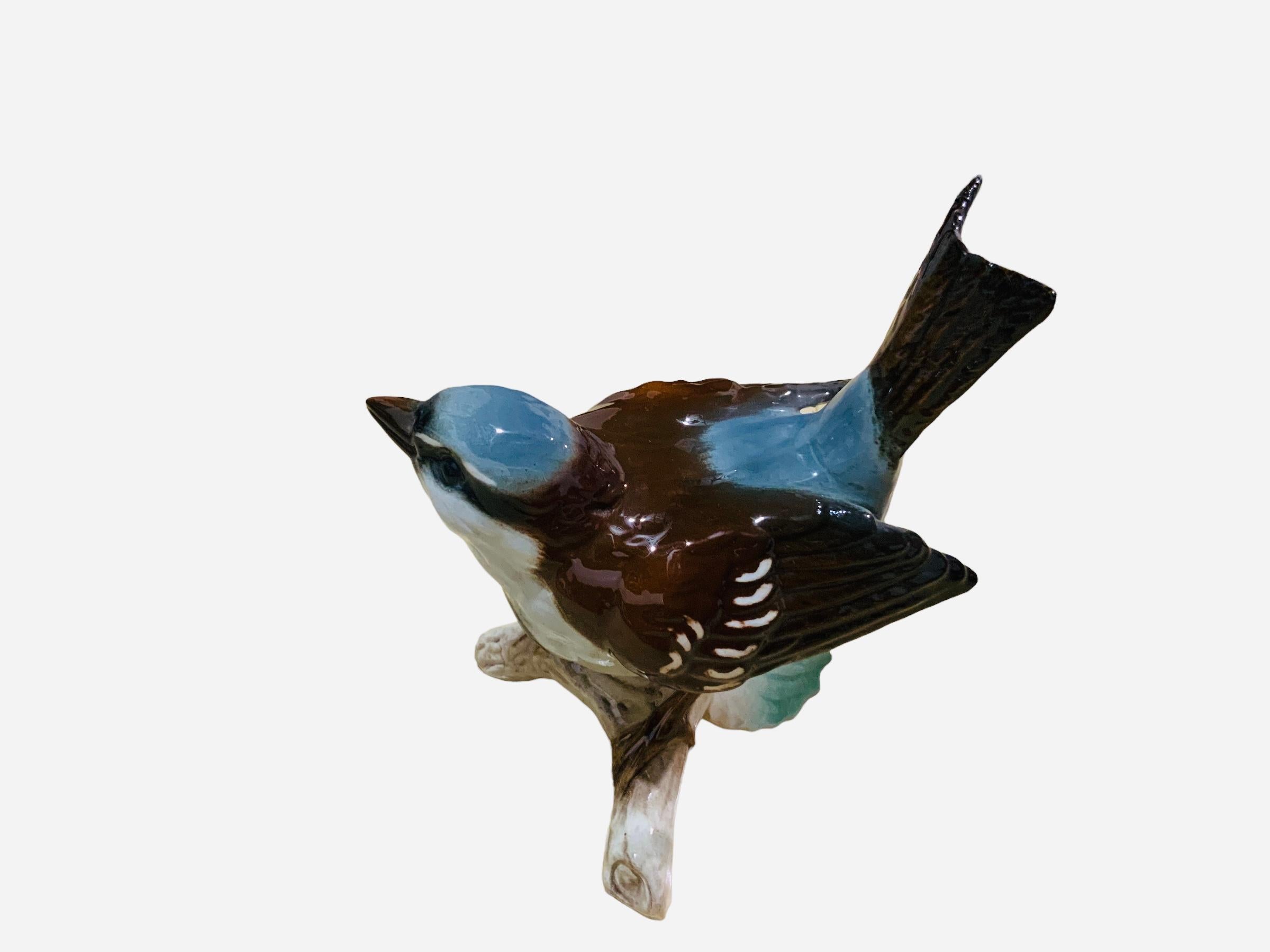 Art Nouveau Goebel Porcelain Hand Painted Bird Figurine of a House Sparrow For Sale