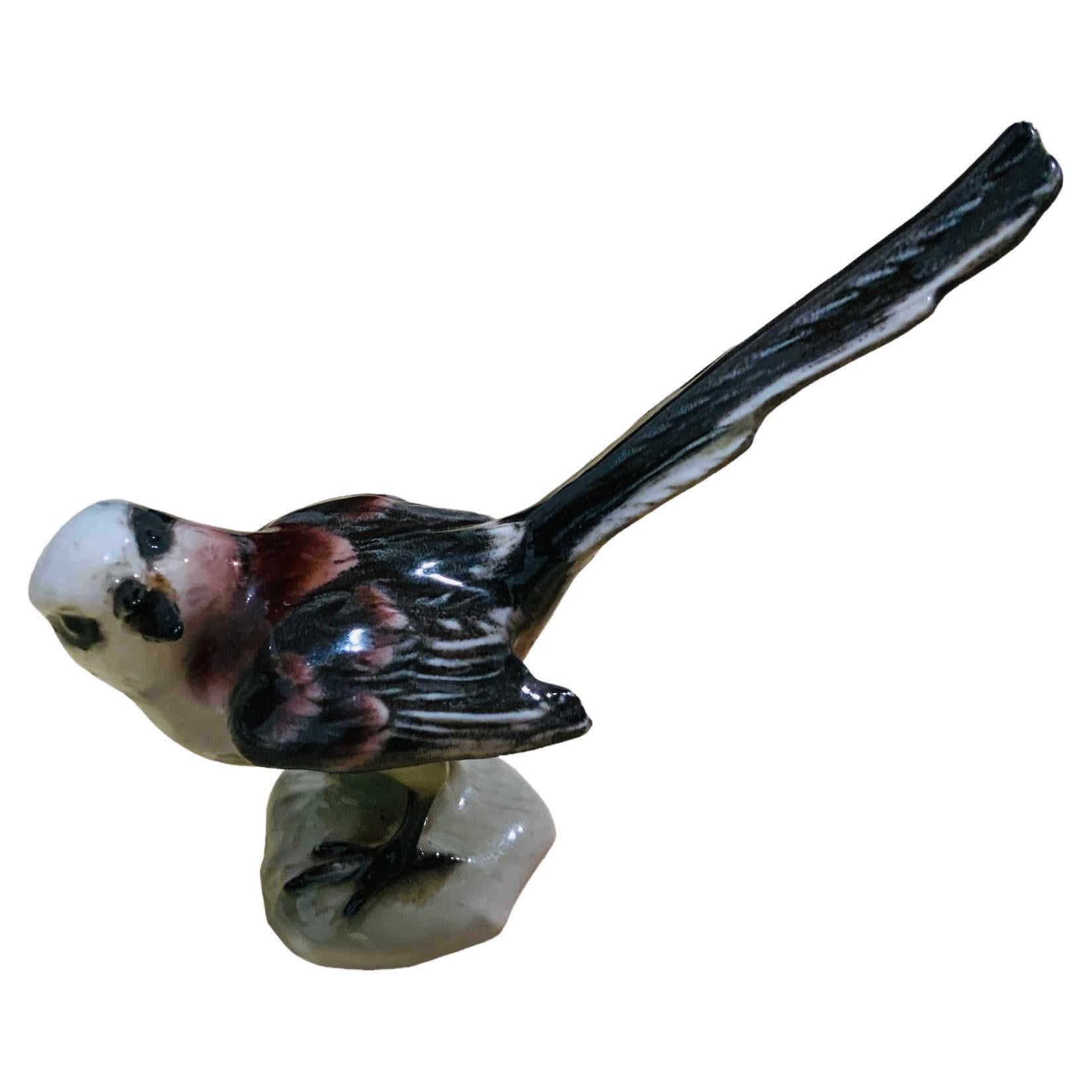 Goebel Porcelain Hand Painted Bird Figurine of a Long Tailed Titmouse For Sale