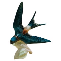 Goebel Porcelain Hand Painted Bird Figurine Of A Red Rumped Swallow