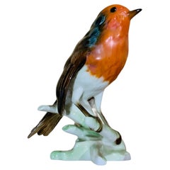 Figurine d'oiseau peinte à la main en porcelaine de Goebel représentant un coquillage rouge voûté 