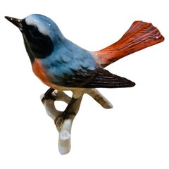 Goebel Porcelain Hand Painted Bird Figurine of a Redstart