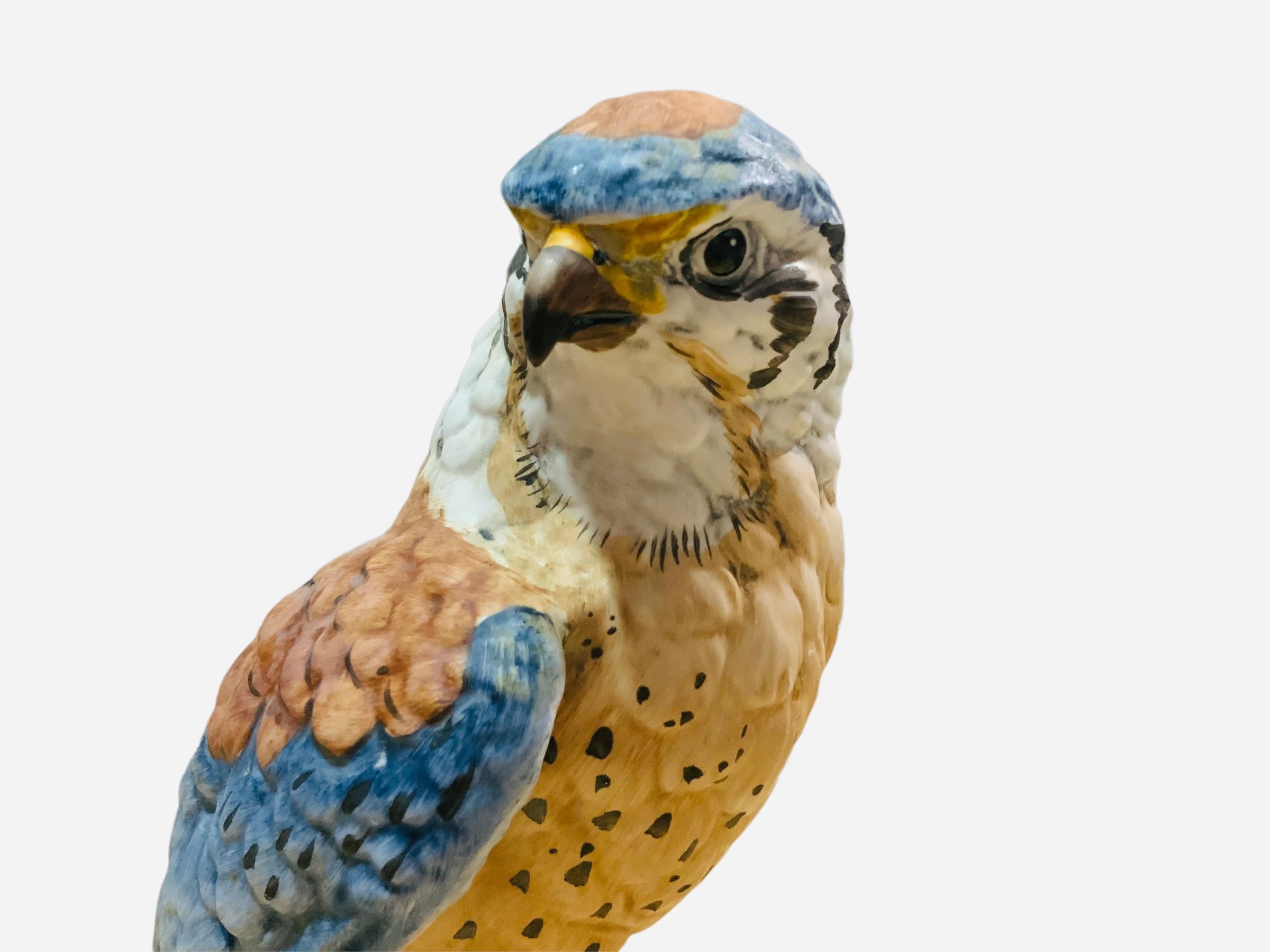 Art Nouveau Goebel Porcelain Hand Painted Bird Figurine Of A Sparrow Hawk