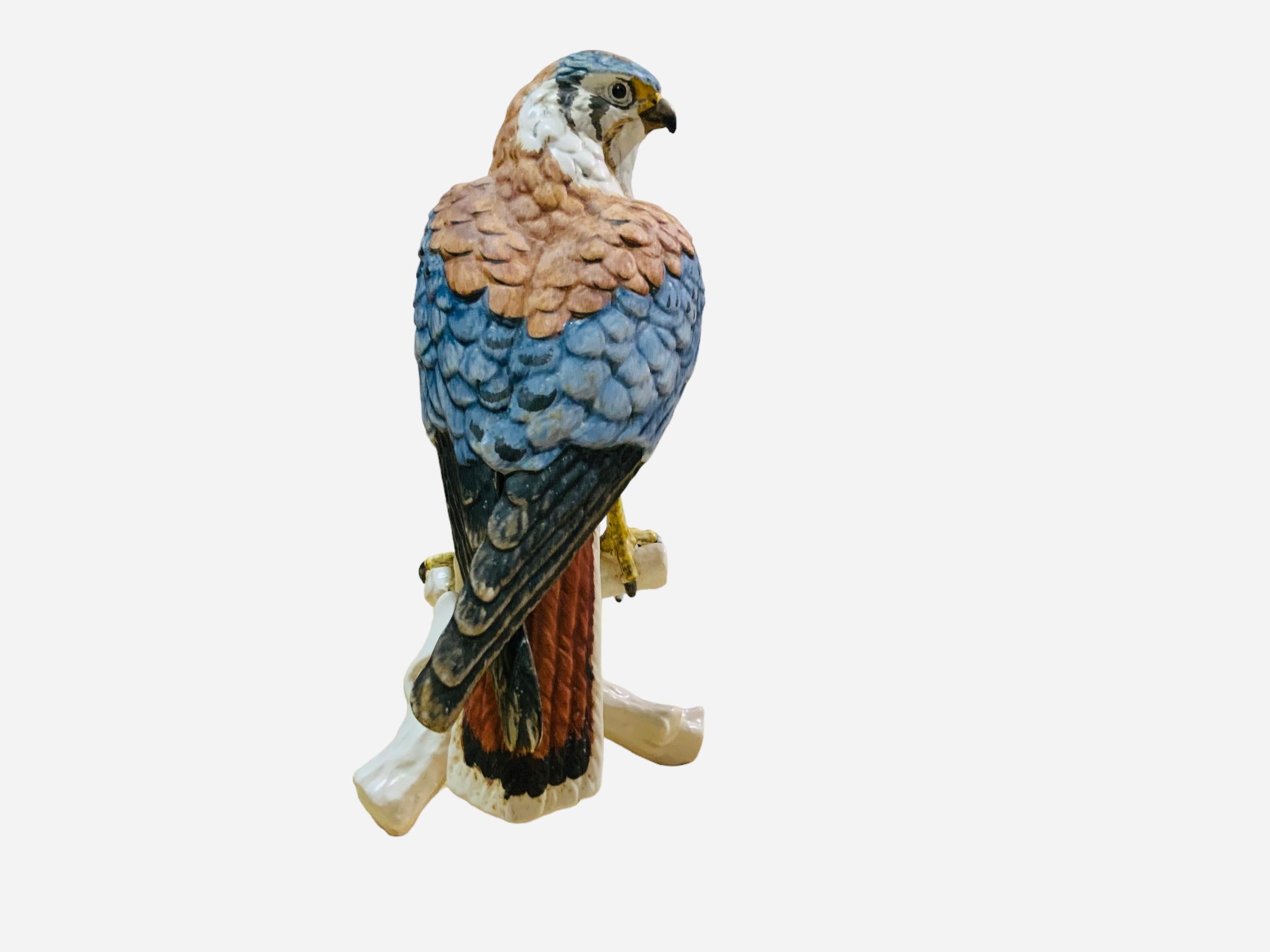 German Goebel Porcelain Hand Painted Bird Figurine Of A Sparrow Hawk